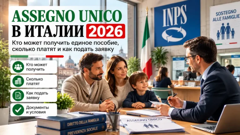 Assegno Unico в Италии 2026: кому положено, сколько платят и как оформить пособие INPS