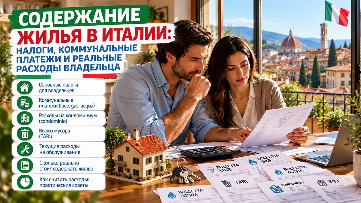 пара смотрит на расходы на содержание жилья в Италии, включая коммунальные услуги, налоги и другие затраты