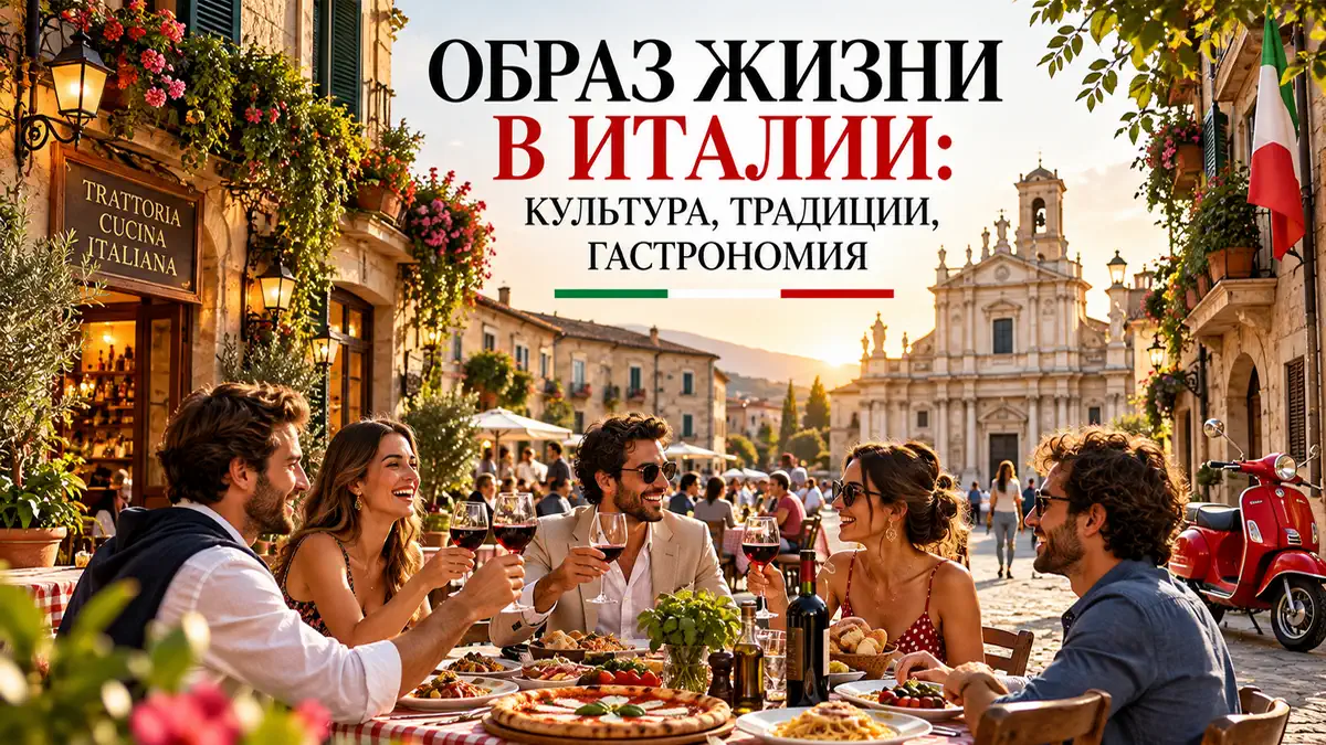 Итальянский ужин на улице, символизирующий гастрономию и культуру Италии