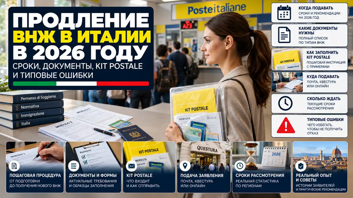 Продление ВНЖ в Италии: kit postale в Poste Italiane и ricevuta после подачи документов