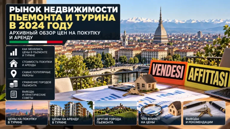 Рынок недвижимости Пьемонта и Турина в 2024 году: архивный обзор цен на покупку и аренду