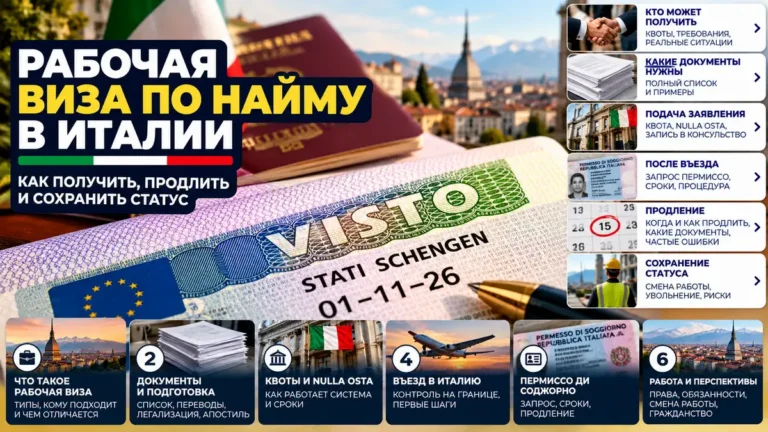 Рабочая виза в Италию по найму 2026-2027: как получить Visa D и сохранить ВНЖ