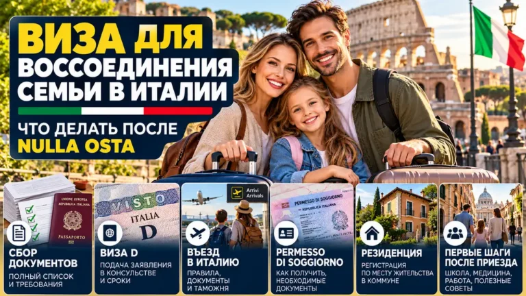 Виза для воссоединения семьи в Италии: что делать после nulla osta