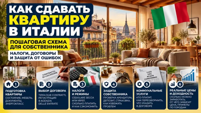Как сдавать квартиру в Италии: пошаговая схема для собственника, налоги, договоры и защита от ошибок