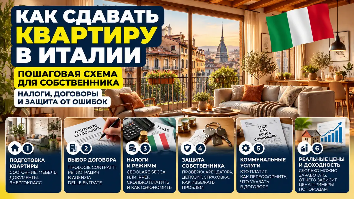 Как сдавать квартиру в аренду в Италии: правила, налоги и советы для арендодателей.
