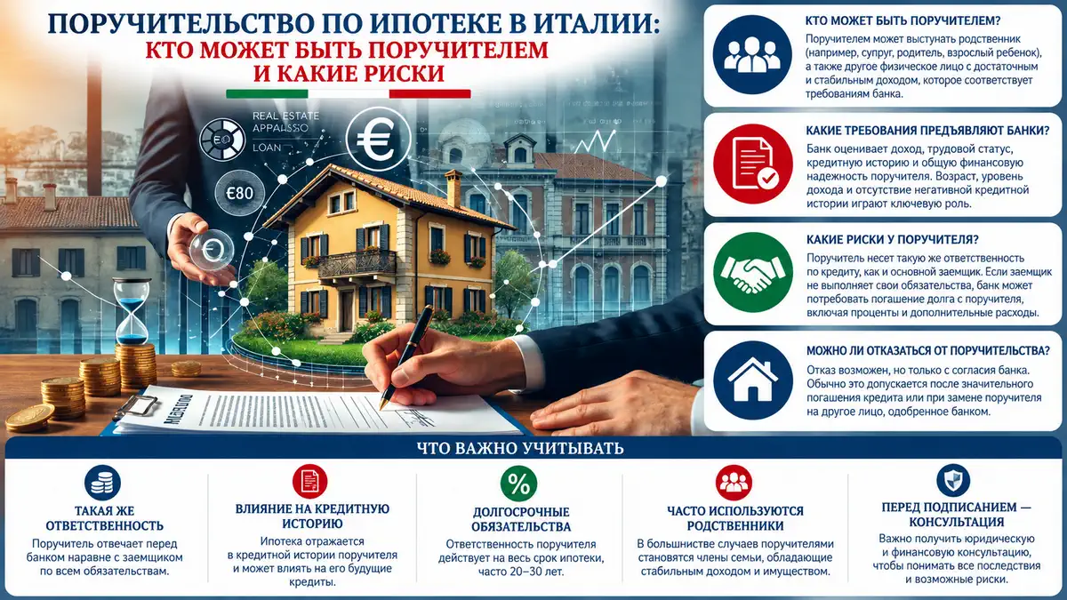 Поручительство при ипотеке в Италии: требования к поручителю и его ответственность перед банком