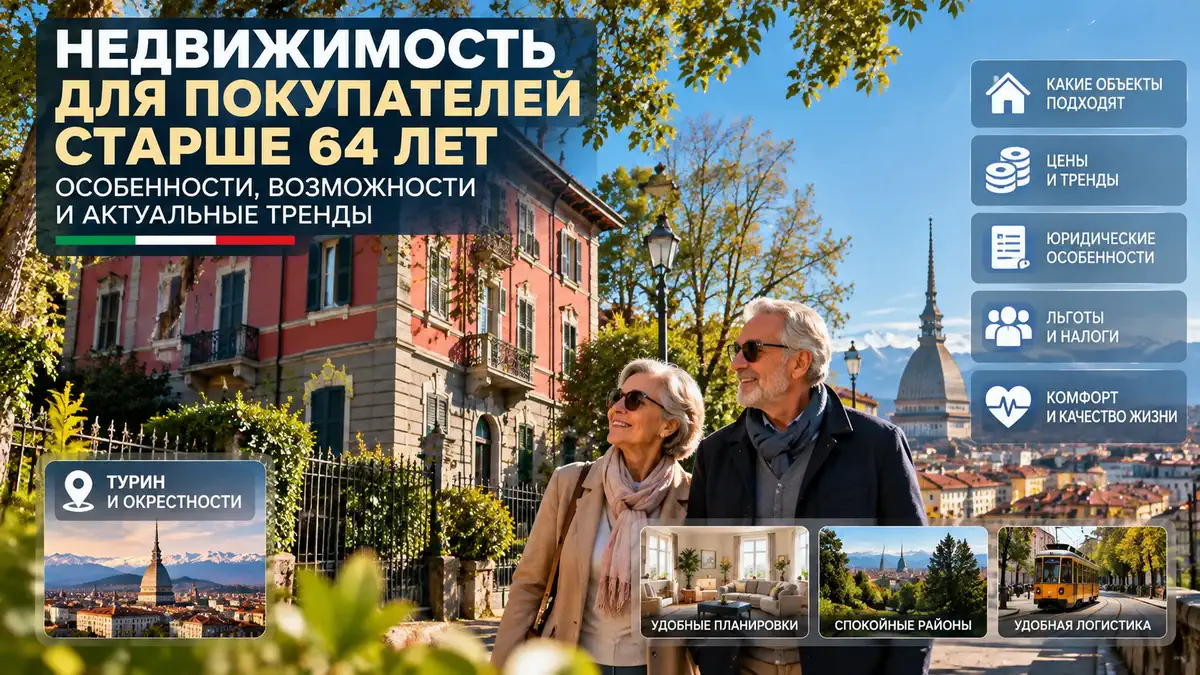 Покупатели старше 64 лет в Италии выбирают компактные квартиры и используют обратную ипотеку для финансирования.