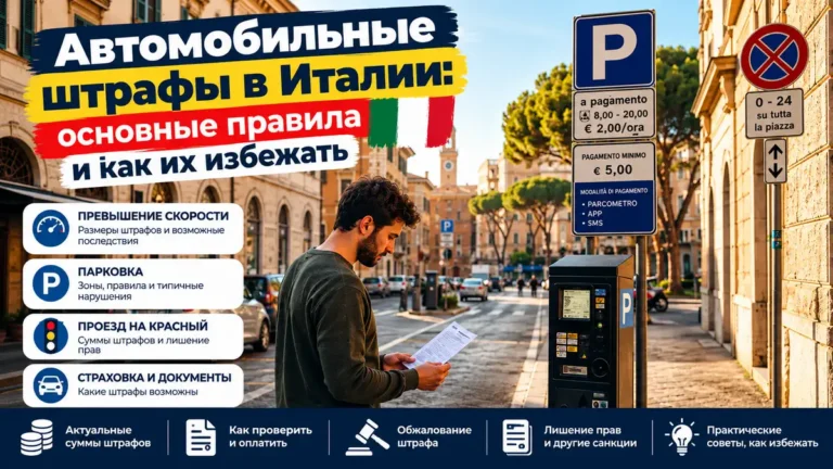 Автомобильные штрафы в Италии в 2026-2027 году: суммы, проверка, баллы и обжалование