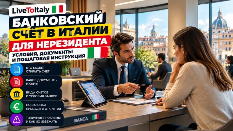 Банковский счёт для нерезидента в Италии: условия и документы 2026-2027