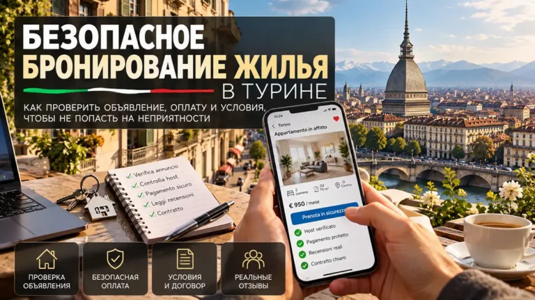 Безопасное бронирование жилья в Турине: как проверить объявление, CIN, оплату и заезд