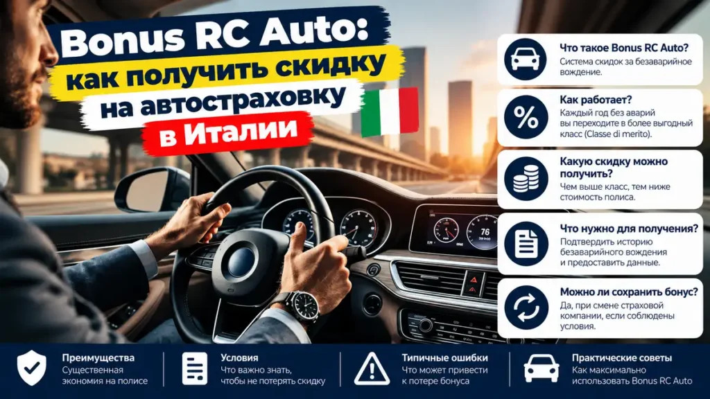 Бонус на страховку в Италиии автомобиль