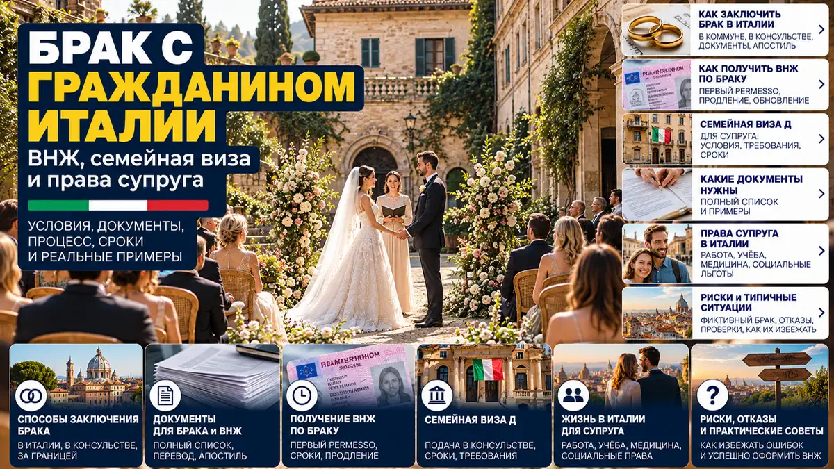 Cвадьба в Италии: церемония и оформление документов брак с итальянцем