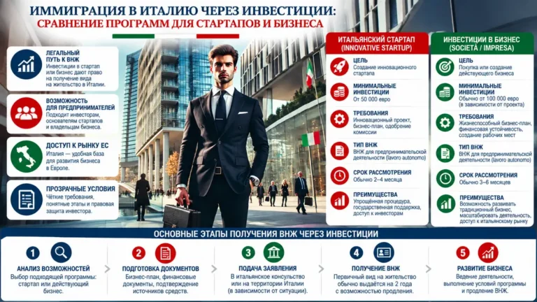 Иммиграция в Италию через инвестиции: сравнение программ для стартапов и бизнеса