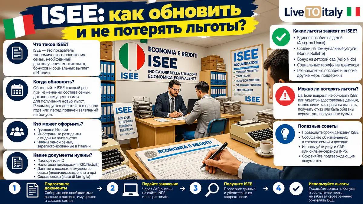 Обновление справки ISEE в Италии