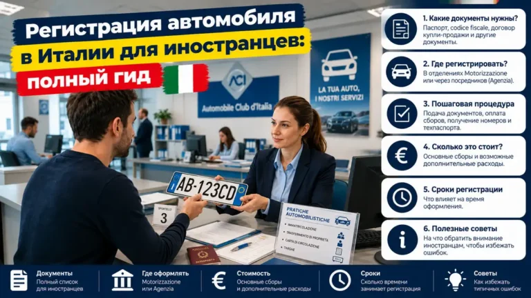 Регистрация автомобиля в Италии для иностранцев в 2026 году: документы, сроки, номера и стоимость