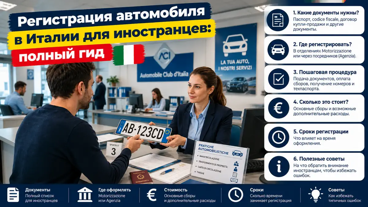 Регистрация автомобиля в Италии: документы, налоги и регистрационные номера