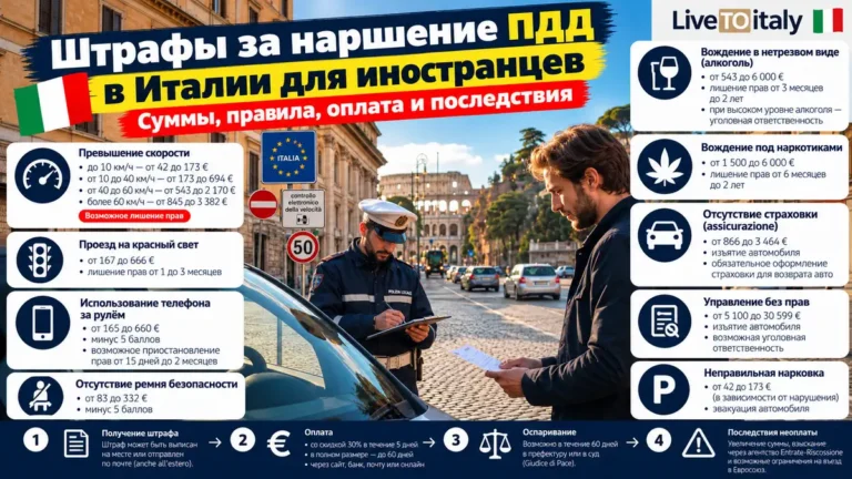 Штрафы ПДД в Италии для иностранцев в 2027 году: размеры, оплата и обжалование