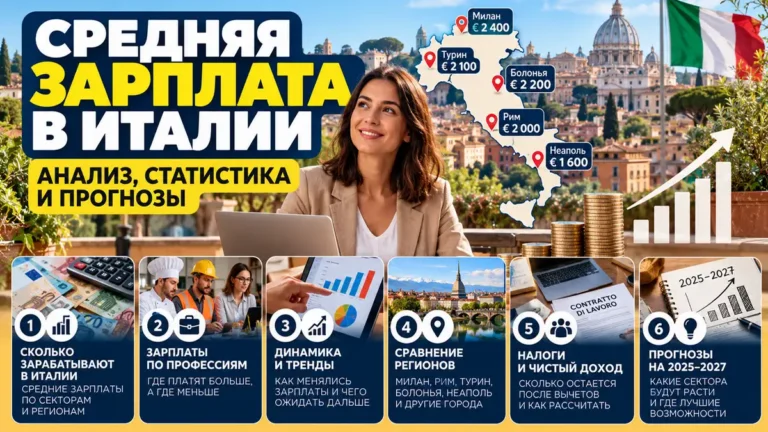 Средняя зарплата в Италии в 2026 году: сколько получают до и после налогов
