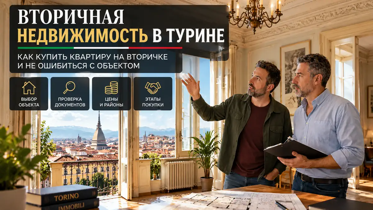 Покупатель осматривает вторичную квартиру в Турине Вторичная недвижимость в Турине и осмотр