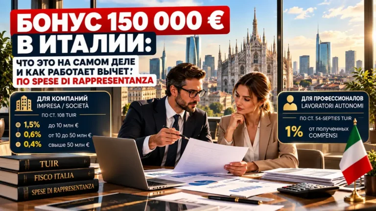 Бонус 150 000 евро в Италии: что это на самом деле и как работают spese di rappresentanza