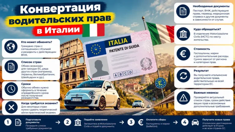 Конвертация водительских прав в Италии в 2026-2027 году: список стран, сроки и документы