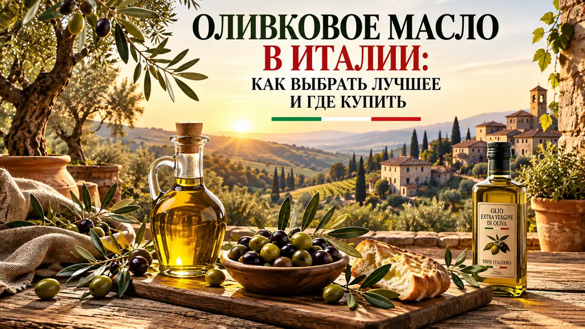 Бутылка экстра вирджин оливкового масла на фоне тосканских оливковых рощ