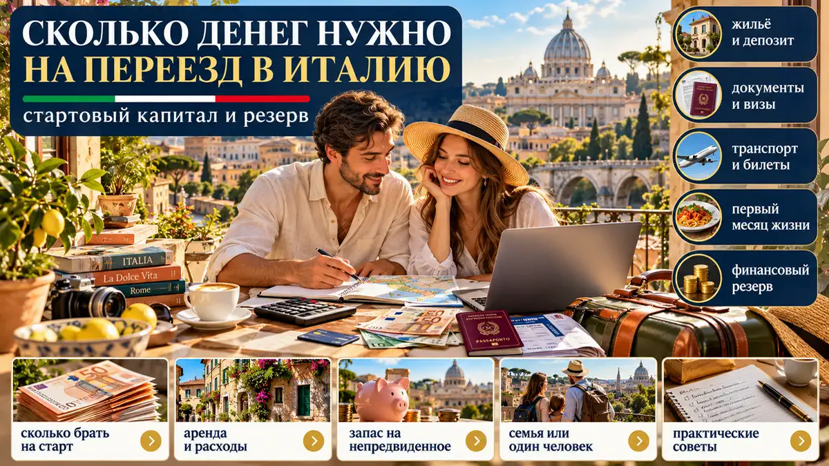 Сколько денег нужно на переезд в Италию: стартовый капитал и резерв