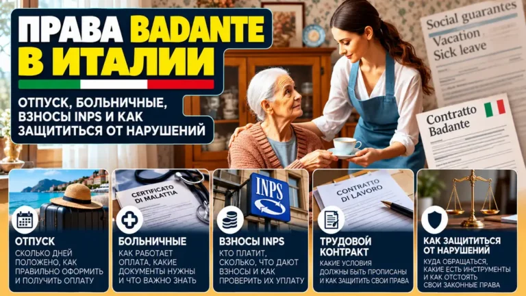 Права badante в Италии: отпуск, больничные, взносы INPS и как защититься от нарушений
