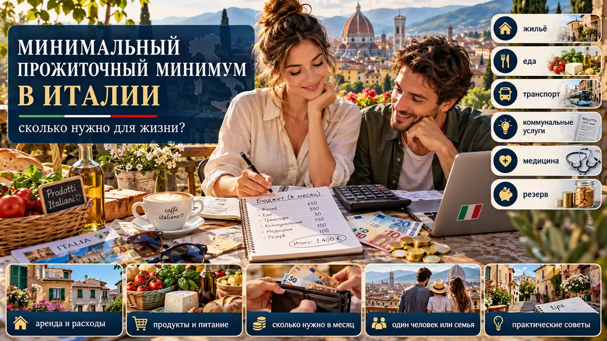 Минимальный прожиточный минимум в Италии в 2025 году: расходы на жилье, еду, транспорт и коммунальные услуги