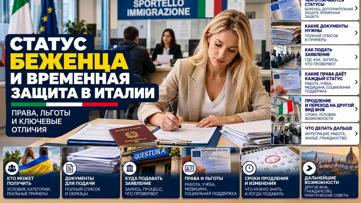 Статус беженца и временная защита в Италии: права, льготы и ключевые отличия
