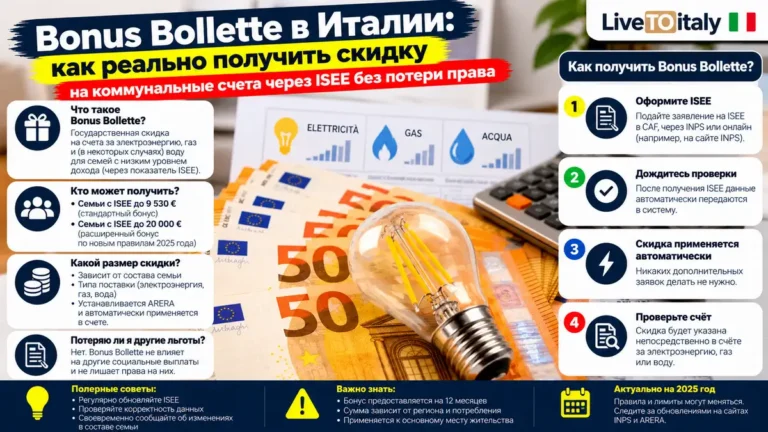 Bonus Bollette в Италии: как реально получить скидку на коммунальные счета через ISEE без потери права