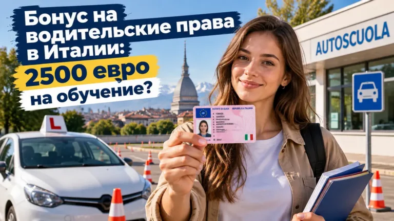 Бонус на водительские права в Италии 2027: кому положены до €2 500 на обучение