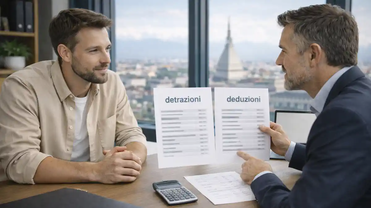 Налоговые вычеты Partita IVA в Италии: detrazioni и deduzioni, консультация по режимам Консультация в Италии по Partita IVA: предприниматель обсуждает вычеты и списания