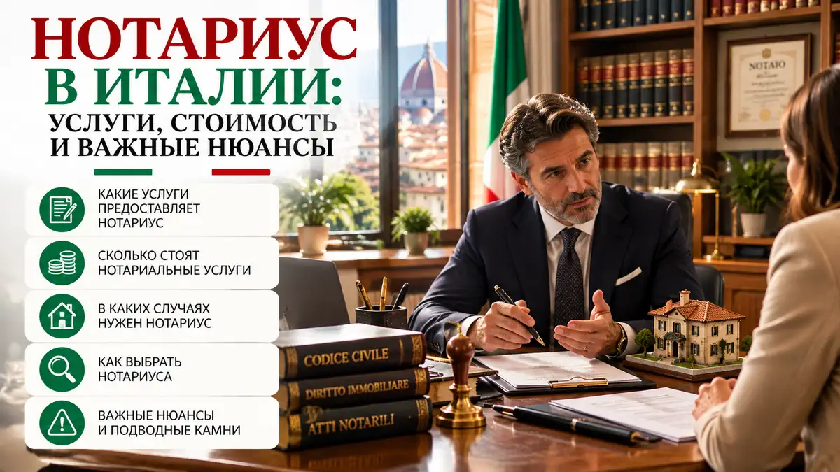 Рабочий стол нотариуса в Италии с юридическими документами и печатью