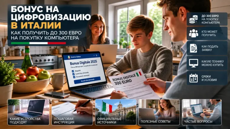 Бонус на компьютер в Италии: есть ли 300 евро и что реально доступно в 2026/27