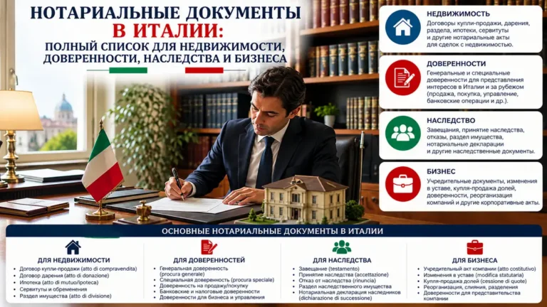 Нотариальные документы в Италии: полный список для недвижимости, доверенности, наследства и бизнеса