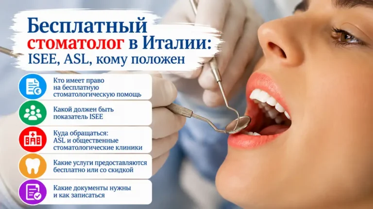 Бесплатный стоматолог в Италии: ISEE, ASL, кому положен