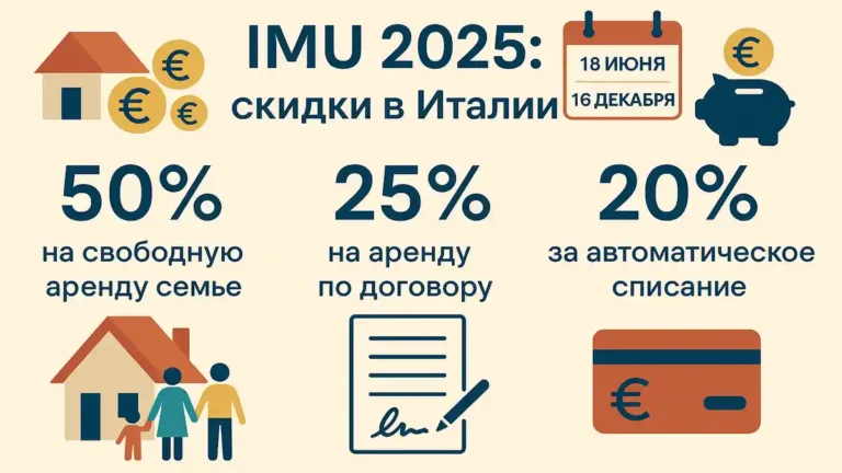 Скидка на муниципальный налог на недвижимость в Италии в 2025 году