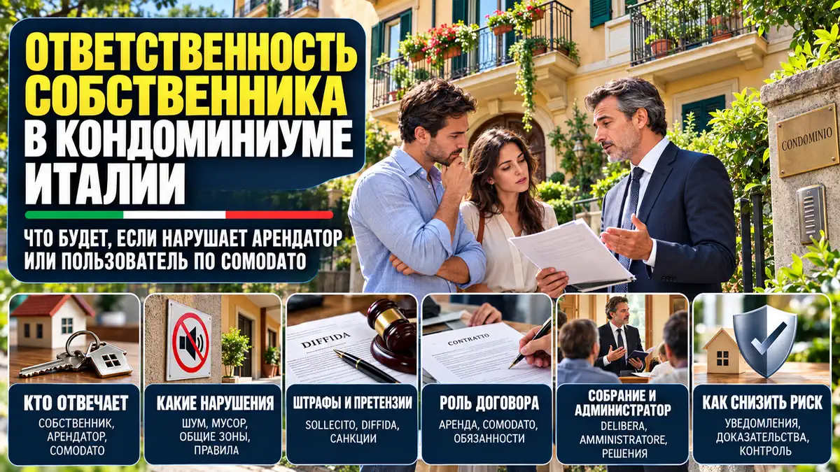 Итальянский юрист и владелец обсуждают проблему с занятием общей части кондоминиума