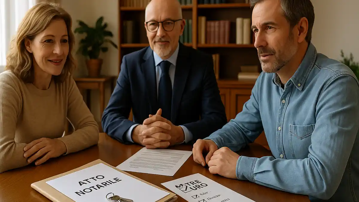 Подписание договора купли-продажи квартиры в Милане у нотариуса