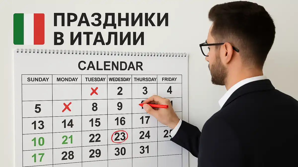 Рабочий календарь Италии 2025 с праздниками и выходными