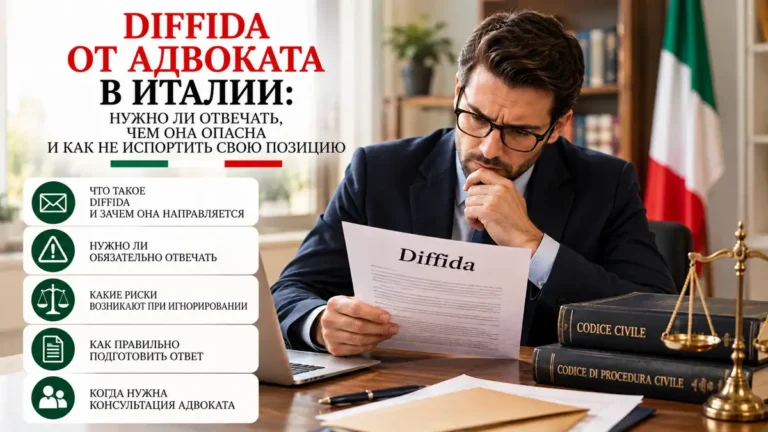 Diffida от адвоката в Италии: нужно ли отвечать, чем она опасна и как не испортить свою позицию