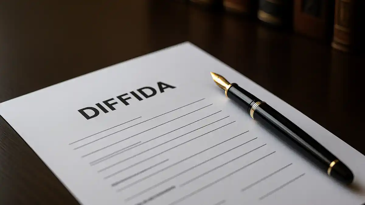 Документ diffida на столе с ручкой законный отказ от сделки купли-продажи недвижимости в Италии