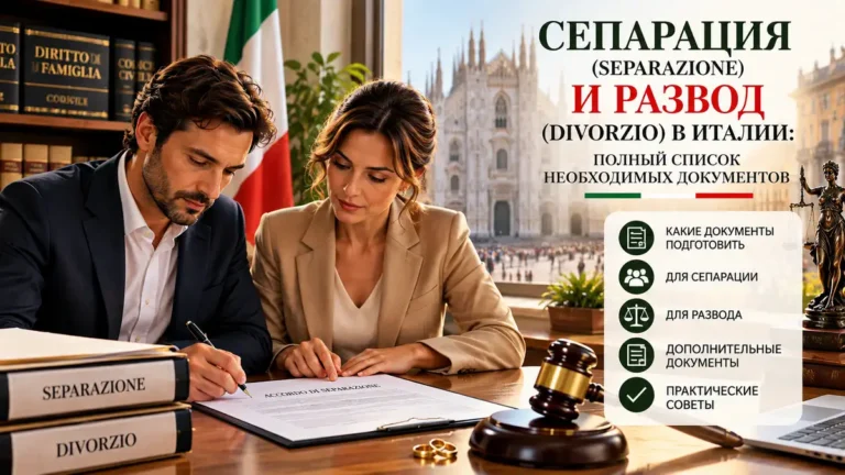 Сепарация (Separazione) и развод (Divorzio) в Италии: Полный список необходимых документов