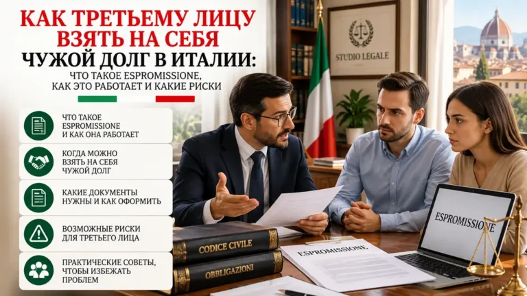 Как третьему лицу взять на себя чужой долг в Италии