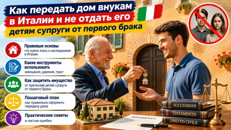 Как передать дом внукам в Италии и не отдать его детям супруги от первого брака