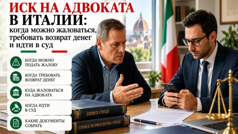 Иск на адвоката в Италии за бездействие: как пожаловаться и вернуть деньги