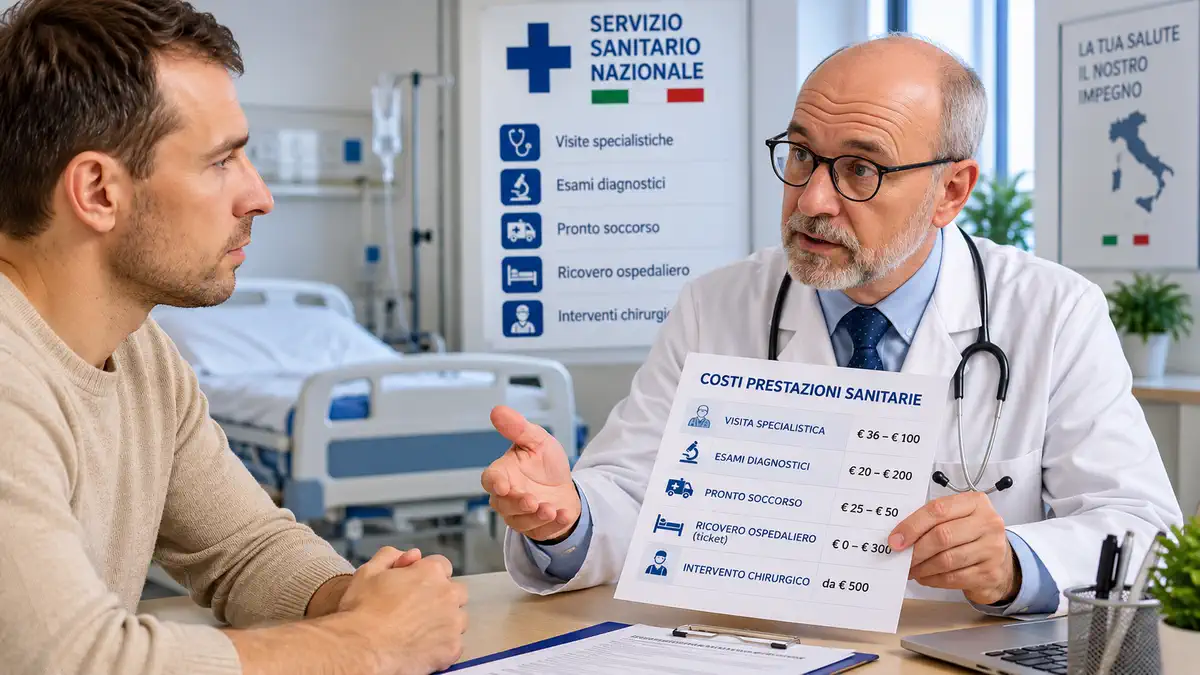 Пациент в больнице в Италии получает помощь от врача с tessera sanitaria