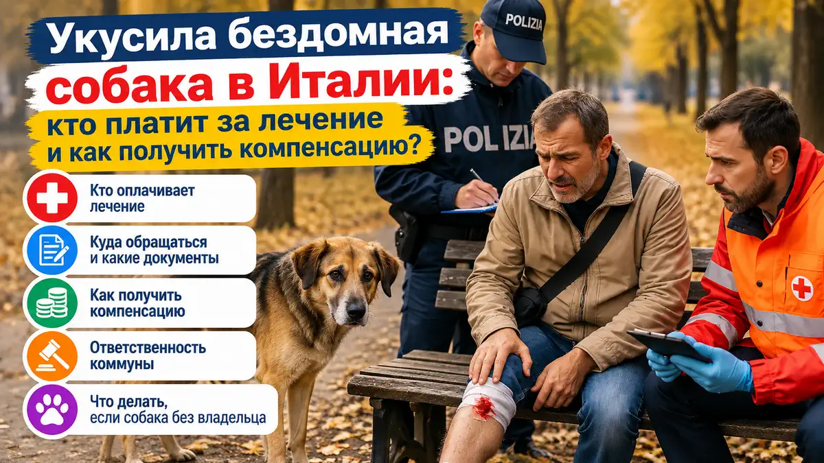 Мужчину укусила бездомная собака в Италии, полиция и медик помогают