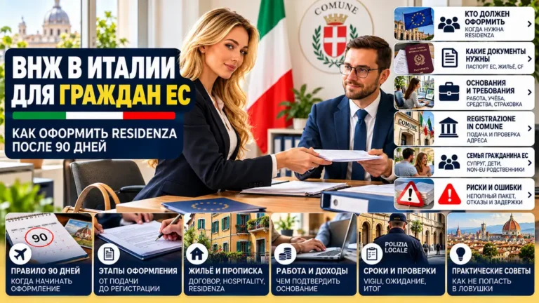 ВНЖ в Италии для граждан ЕС: как оформить residenza после 90 дней